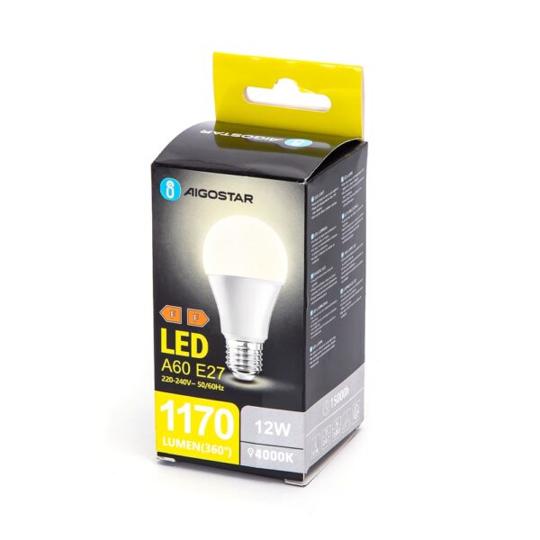 LAMPADINA a LED AIGOSTAR 191191 A5 A60 E27 12W 4000K Neutro - immagine 3