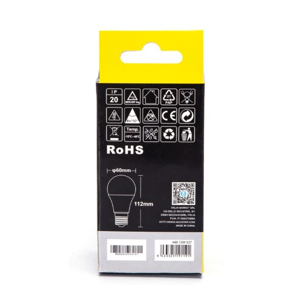 LAMPADINA a LED AIGOSTAR 191191 A5 A60 E27 12W 4000K Neutro - immagine 4