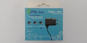 CARICA BATTERIE Fly-Tech® per SMARTPHONE da 2.5A AC/Apple I5-I6 cavo 1.2mt