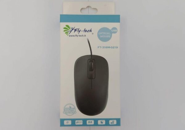 Mouse Fly-Tech® 316M - OTTICO USB 800DPI Cavo 1.35mt