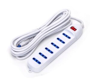 MULTIPRESA 16A 3680W - 6 POSTI 6 Italia WHITE - cavo 5mt