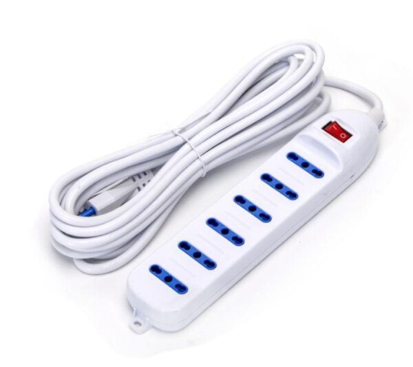 MULTIPRESA 16A 3680W - 6 POSTI 6 Italia WHITE - cavo 5mt