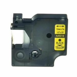 Nastro per etichettatrice Dymo S0720580 D1 da 12 mm (Rotolo 7 metri) compatibile NERO SU GIALLO
