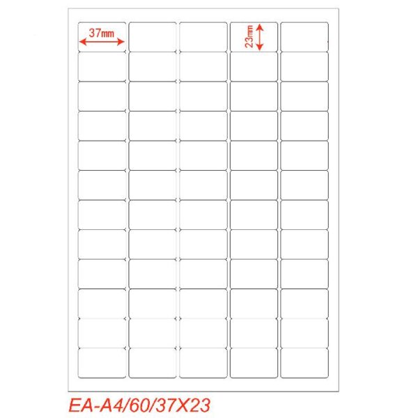 Etichette adesivo formato A4 165g 37*23mm n.60 etichette/foglio (conf.100foglio)