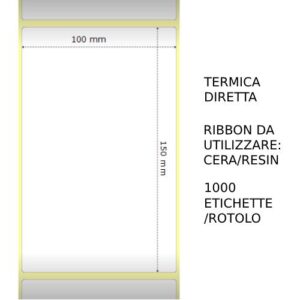 Trasferimento termico Etichette permanente per ZEBRA 100mm*150mm 1000pz utilizzo con Ribbon