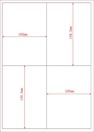 Etichette adesivo formato A4 165g 105*148mm n.4 etichette/foglio (conf.100foglio)