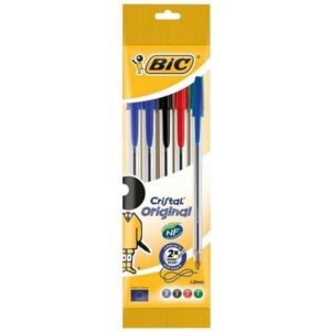Penna Bic Cristal a sfera 1 mm conf. 5 pz. colori assortiti