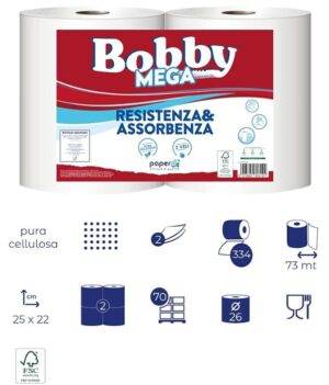 Rotoloni Carta Bianca Bobby Mega Conf. da 2 rotoli